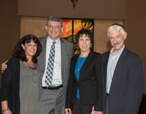 Stacy Lang, Rabbi Benjamin Shull, Cantor Rochelle Helzner, and Robert Agus after the Installation of Rabbi Benjamin Shull at Tikvat Israel. (Photo by Larry M. Levine)