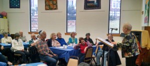 Sharon Doner-Feldman addresses Hazak (photo by Amy Matathias)